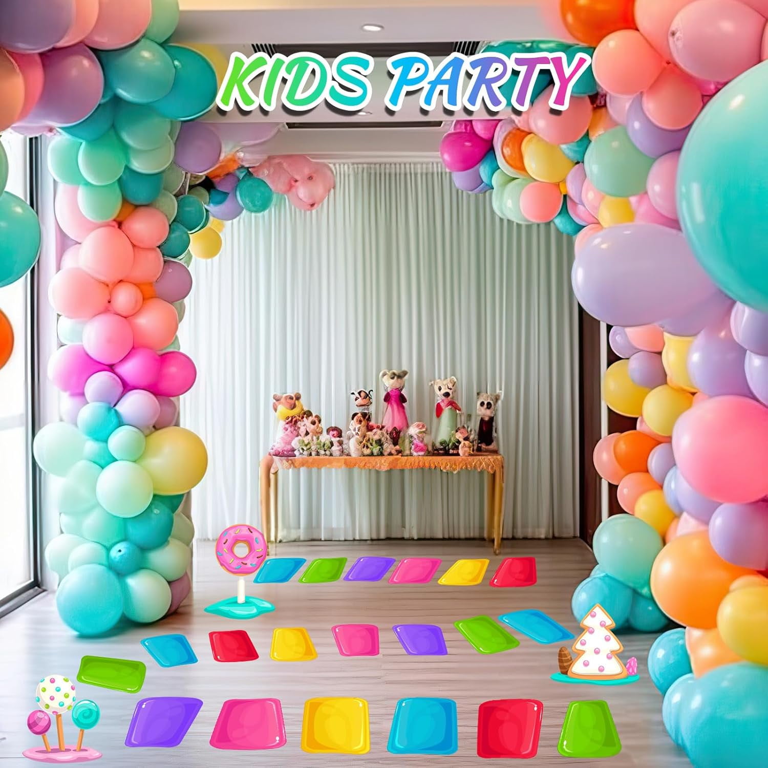 Colorful PVC Floor Stickers Candy Themed Floor Decals for Party Supplies Halloween Trunk or Treat Car Decorations