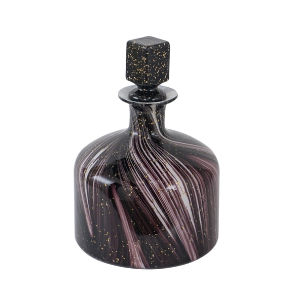 A&B Home Stromart Glass Decanter - 9"Dia. x 13"H - Black/White/Gold