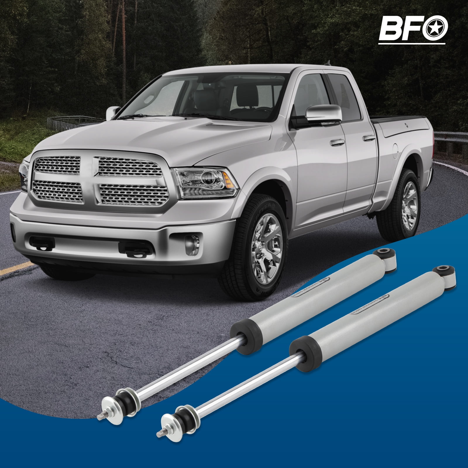 BFO 2.5" Front Lift Kit for Dodge Ram 1500 2500 3500 4WD 1994-2013, Suspension Coil Spacers + High-Pressure Nitrogen Shock Absorbers