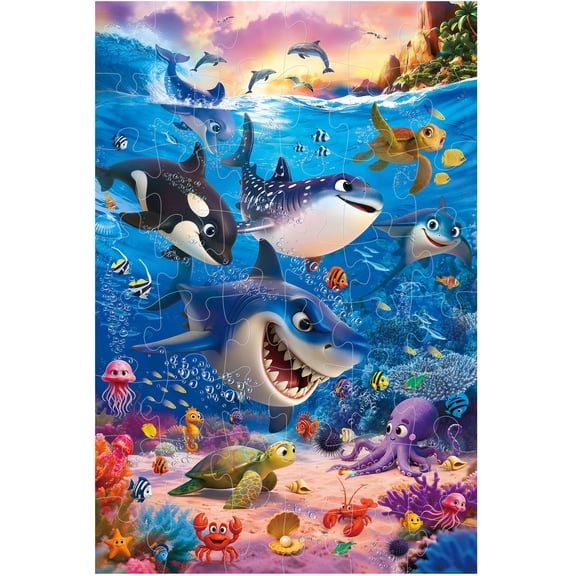 BenBen Floor Puzzles for Kids 3-6, 48 Piece Underwater Ocean Large Jigsaw Puzzles for Toddlers 2-4