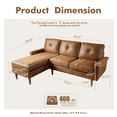 thumbnail image 2 of Vcatnet 86.6" Sectional Sofa and Couch L Shaped Suede Leather Mid Century Modern Sofa Comfy Couch with Chaise and Deep Seat for Living Room, Brown, 2 of 5