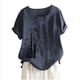 thumbnail image 1 of Camiseta Casual de Manga Corta con Botón de Cuello Redondo de las Mujeres, Tops Cortos para las Mujeres, 1 of 3