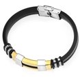 thumbnail image 3 of Pulsera ajustable de acero de titanio Punk para hombre (dorada), pulsera envuelta en silicona, brazalete de acero inoxidable, 3 of 5