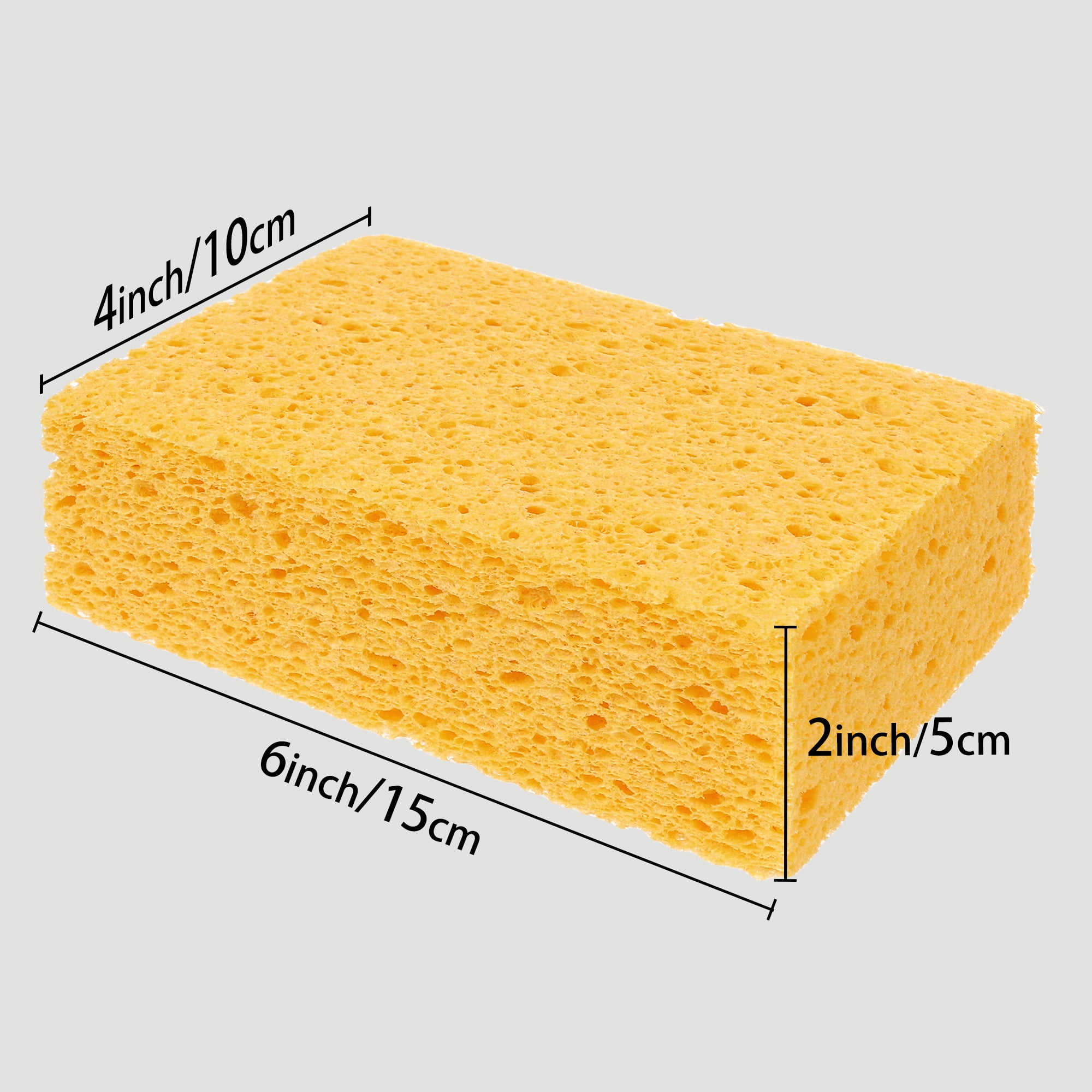Unique Bargains Cellulose Sponges Cleaning Sponges Non-Scratch Scrubber Yellow 6"x4"x2"