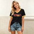 thumbnail image 5 of Women's Football Graphic T-Shirt, Women's Fashion V-Neck Short Sleeve T-Shirt with Letter Print for Casual Wear for Soccer Tournament 2026 Black Size: 2XL, 5 of 5