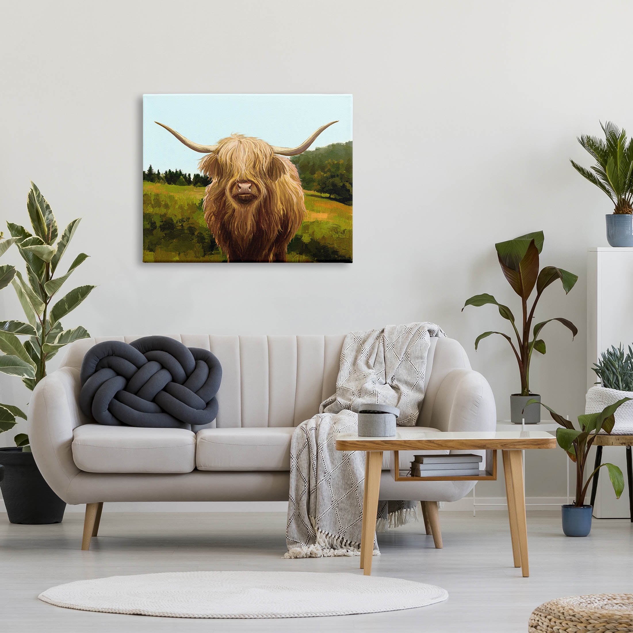 Stupell Industries Highland Cattle Grassland Farm Painting Gallery Wrapped Canvas Print Wall Art, Design by Ziwei Li