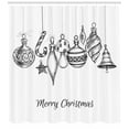 thumbnail image 3 of Ambesonne Christmas Shower Curtain, Sketchy Ornaments, 69"Wx70"L, Black White, 3 of 3