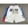 thumbnail image 1 of Nets Retro Embroidered Zipper Pocket Shorts Basketball Embroidered Shorts, 1 of 2