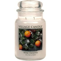 Village Candle Winter Clementine, Large Glass Apothecary Jar Scented Candle, 21.25 oz, White