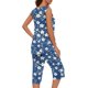thumbnail image 5 of Conjunto de Verano para las Mujeres Casual Impreso sin Mangas Cuello Redondo Y Pantalones Recortados de Dos Piezas, 5 of 7
