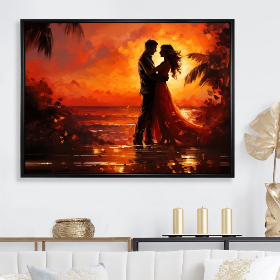 Designart "Salsa Dance Under The Sunset II" Dance Floater Framed Wall Art Prints