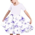 thumbnail image 3 of Tauxra Robe à Manches Courtes pour Filles, Robe Ligne A, Imprimé Extensible, Décontractée, Été, pour Enfants de 4 à 14 Ans, Tenue de Fête Scolaire, 3 of 7