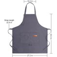 thumbnail image 4 of Delantal para hombres y mujeres con correas ajustables y bolsillos grandes, delantales con pechera de cocina de algodón de lona impermeable gris, 4 of 5