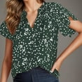 thumbnail image 4 of Zhouzou Women's Casual V Neck Floral Print Smocked Short Sleeve Chiffon Blouses Bohemian Top Shirts, 4 of 5