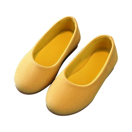 

AJTQTH Girls Flats Cloth Wedge Shoes Casual Slip On Walking Shoes Soft Soled Slip-Resistant Closed Toe Shoes Princess Shoes Yellow 36