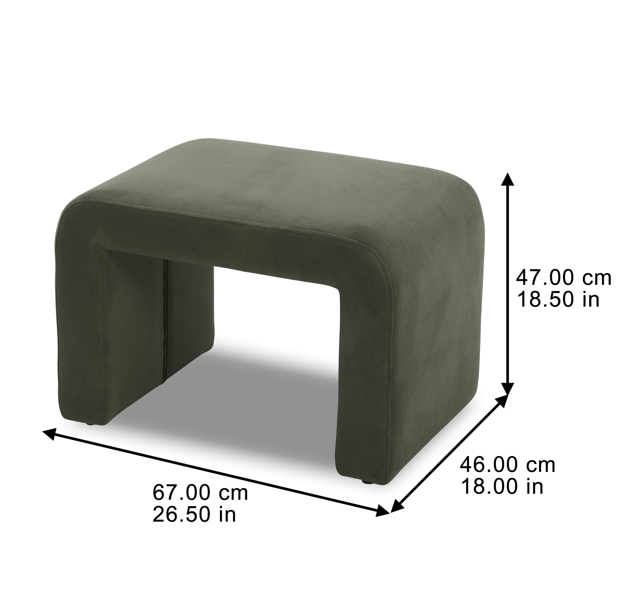 Better Homes & Gardens Juliet Velvet Waterfall Ottoman, Olive