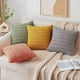 thumbnail image 4 of Paquete de 2 fundas de almohada decorativas de pana amarilla mostaza de 45 x 45 cm, suaves, estilo bohemio, a rayas, modernas, estilo rústico, para primavera y verano., 4 of 5