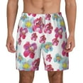 thumbnail image 2 of Picia Watercolor Flowers pattern Mens Swim Trunks with Compression Liner Stretch Beach Shorts Quick Dry with Zipper Pockets No-Chafing Board Shorts-Large, 2 of 9