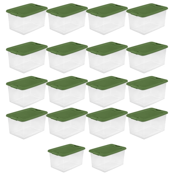 Sterilite 64 Qt Latching Clear Plastic Holiday Storage Container, (18 Pack)