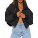 thumbnail image 2 of Txlixc Chaqueta corta y esponjosa para mujeres con cremallera de cuello largo Txlixc moda, 2 of 7