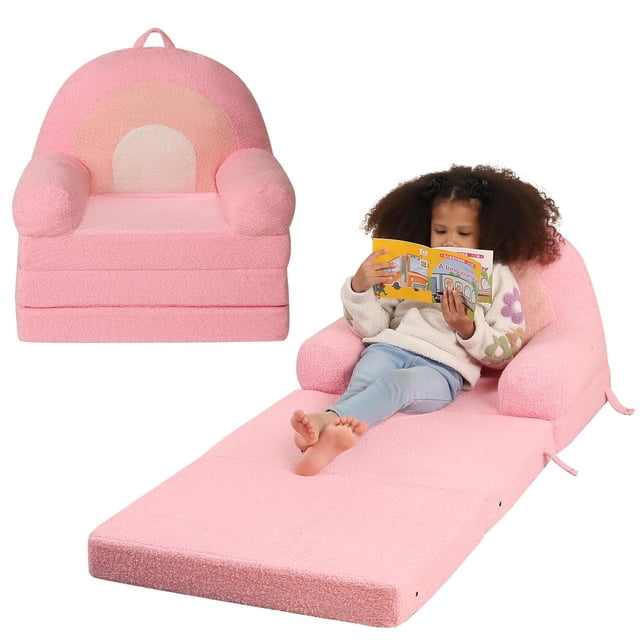 Sofá plegable para niños MOMCAYWEX Comfy Rainbow con espuma plegable triple