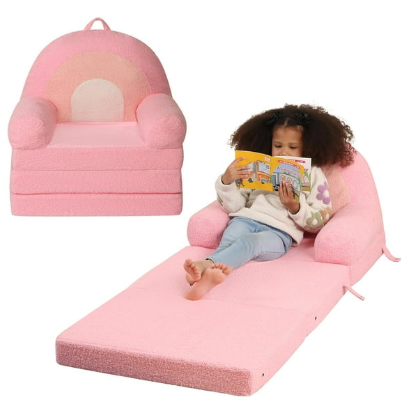 Sofá plegable para niños MOMCAYWEX Comfy Rainbow con espuma plegable triple