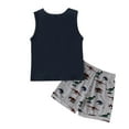 thumbnail image 6 of Odeerbi Toddler Boys Shirts Set Dinosaur Print Casual T-Shirt Shorts Set, Black, Cotton, 4-5 Years, 6 of 7