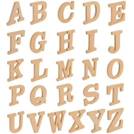 Juvale 4" Medium Density Fiberboard Natural Wooden Alphabet Letters 52 Piece