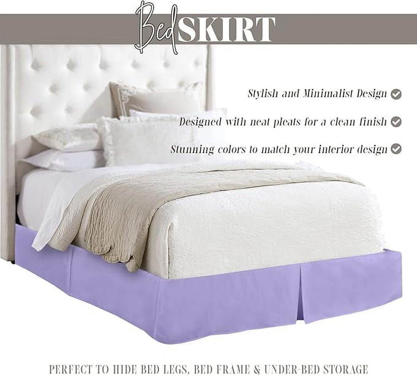 Elegant Comfort 1-Piece Solid Bed Skirt, 1500 Thread Count, Minimalist Design, Easy Care, Wrinkle and Stain Resistant , Full, Joyful Lilac