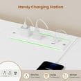 thumbnail image 6 of Afuhokles TV Stand for TVs up to 70 Inches with LED Lights and Power Outlets, Open Shelves, 6 PU Fabric Drawers, White, 6 of 9