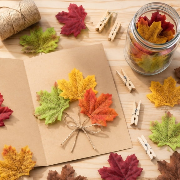 AuroraX Fall Maple Leaves Decor Thanksgiving Leaf Ornaments Harvest Scene Nordic Table 100 Pcs Thanksgiving Fall Decor