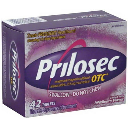 Prilosec Delayed Relese Acid Reducer, Wildberry, 42 CT (Pack of 3)