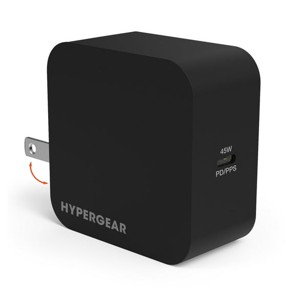 Hypergear 45W PD SpeedBoost Chargeur Mural USB-C à Port Unique - Noir