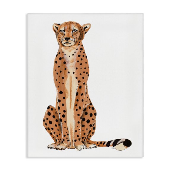 Stupell Industries Eclectic Cheetah Sitting Down Relaxed Orange Black Spots Canvas Art, 24 x 30, by Patricia Pinto