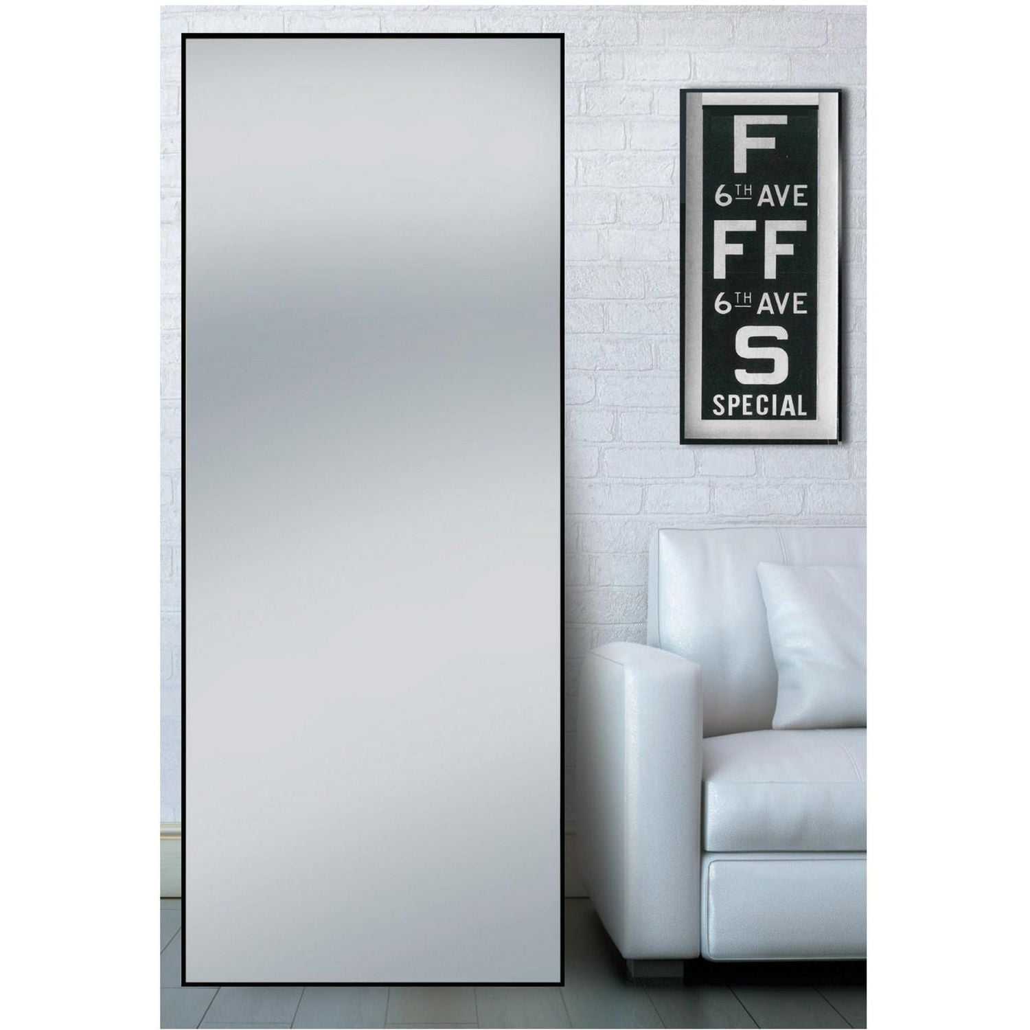 Hometrends Aluminum Leaner Mirror,Full Length Mirror, Leaning or Hanging, Brushed Black, 27in x 70in.