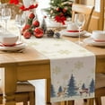 thumbnail image 5 of Burlap Table Runner 90 Inches Long,Winter Christmas Tree Reindeer Non-Slip Kitchen Table Runners for Dining Room Everyday Use Party Table Decorations Gold Snowflake on Beige, 5 of 9