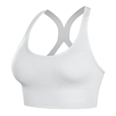 UoCefik Strappy Sports Bras for Women  Padded Medium Support Criss Cross Back Longline Workout Yoga Bra Tank Top White S