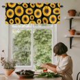 thumbnail image 4 of Sunflower Flower Valances for Windows, Rod Pocket Kitchen Valance Curtains - Soft & Washable Small Window Treatment for Living Room, Bathroom, Black Yellow Bloom Floral 54x18inch, 1 Panel, 4 of 9