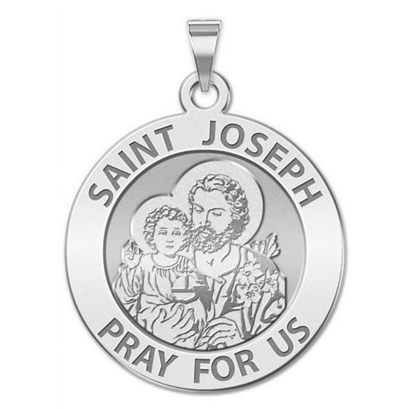 PicturesOnGold.Com Saint Joseph Religious Medal - 3/4 inch Size of a Nickel -Sterling Silver