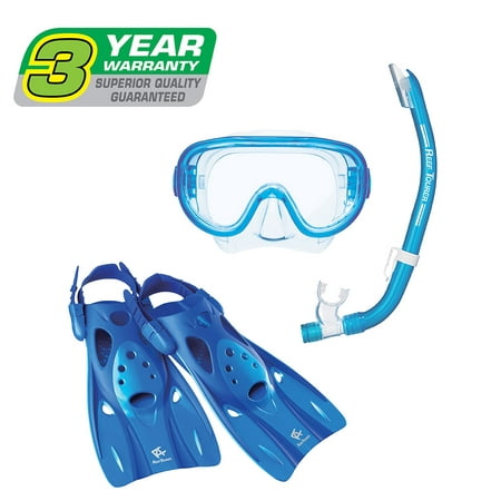 Reef Tourer Adult Single-Window Mask, Snorkel & Fin Traveling (Best Snorkeling Great Barrier Reef)
