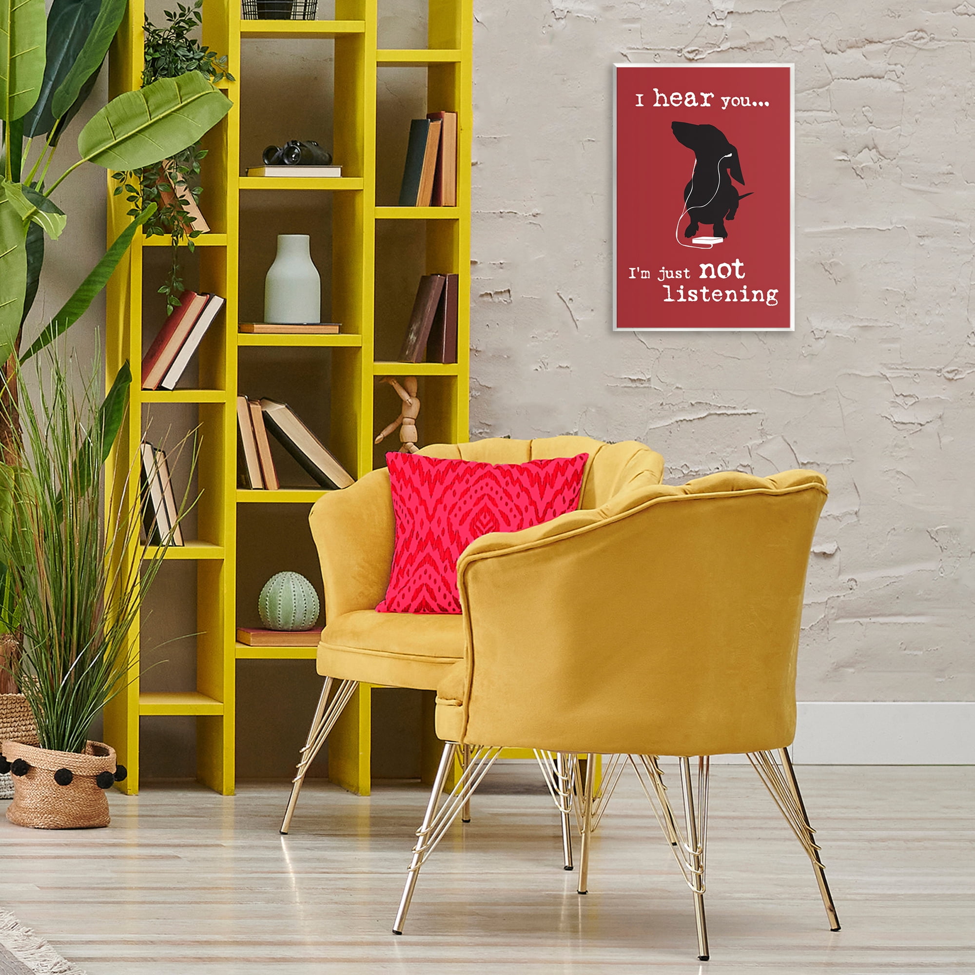 Stupell Industries Not Listening Dog Headphones Animals Painting Unframed Art Print Wall Art, 13 x 19