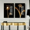 thumbnail image 2 of A set of three abstract golden dandelion luxury wall paintings suitable for living room decoration, bedroom, café, classroom, ideal for gifts, frameless, 2 of 5