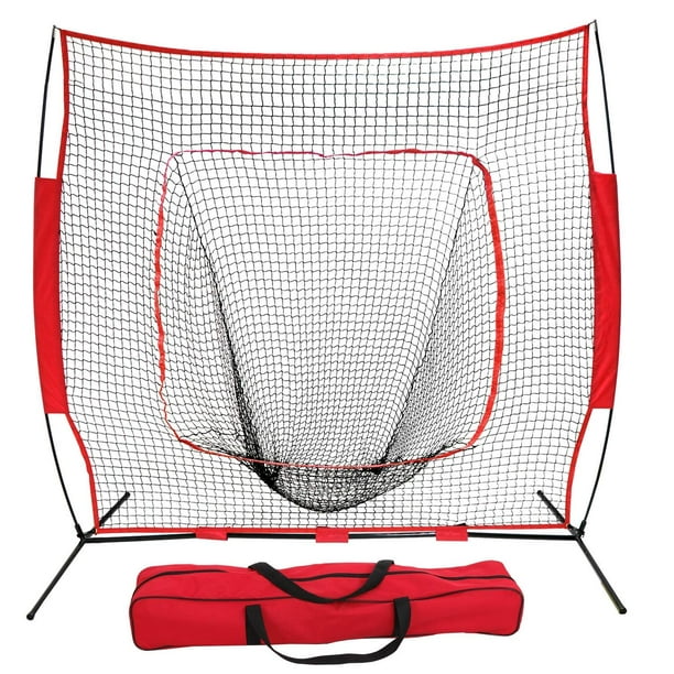 ZenStyle 7 Ft. × 7 Ft. Baseball Softball Practice Net Hitting Batting  Catching Pitching Training Net with Carry Bag & Metal Bow Frame, Backstop  Screen 