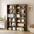 thumbnail image 1 of 6-Tier Open Bookcase and Bookshelf, Floor Standing Wood Display Storage Shelves 71 Inch Tall Bookcase Home Decor Furniture for Home Office, Living Room, Bed Room, Rustic Brown, 2 Pieces, 1 of 14