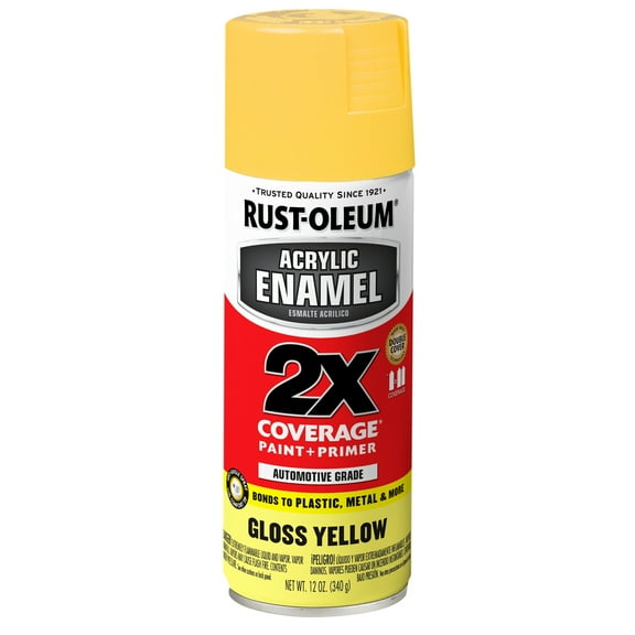 6 Pack, Yellow, Rust-Oleum Automotive Gloss Acrylic Enamel 2X Spray Paint-316890, 12 oz
