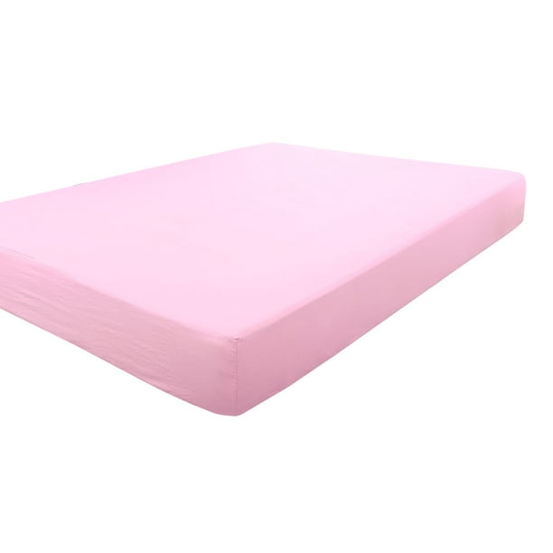 Soft Fitted Sheet w 15" Large Pocket Fitted Bottom Sheet Light Pink