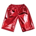thumbnail image 3 of Alvivi Girls Metallic Shorts Shiny Jazz Street Dance Hot Short Stage Show Performance Dancewear Red 9-10, 3 of 5