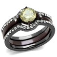 thumbnail image 1 of Femmes IP Light Noir & IP Brun Foncé Bague en Acier Inoxydable avec AAA Grade CZ en Citrine Jaune - Taille 10, 1 of 1