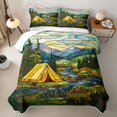 thumbnail image 2 of Catabedysis Stained Glass Camping Twin Quilt Set,Rustic Bohemian Style Twin Coverlet Set For Boys,Multicolor,2 Pieces, 2 of 7