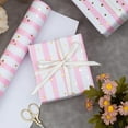 thumbnail image 2 of HOMERAL Pink Stripe Wrapping Paper Roll - 17 Inch X 33 Feet - Romantic Girly Pink Wide Striped Gift Wrap with Foil Dot Baby Girl Wrap Present Paper for Baby Shower, Bithday, Holiday, Wedding, 2 of 7